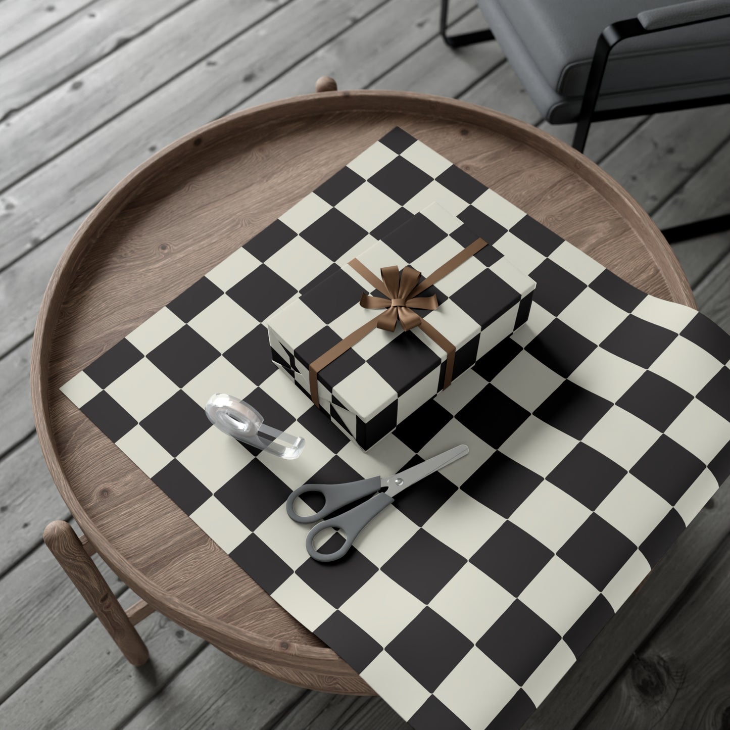 Black and White Checkered Print Gift Wrap