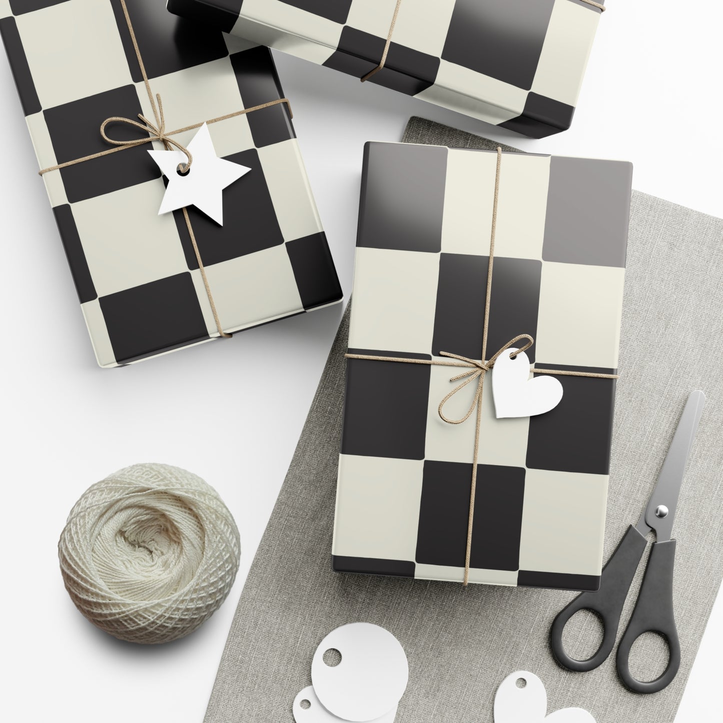 Black and White Checkered Print Gift Wrap