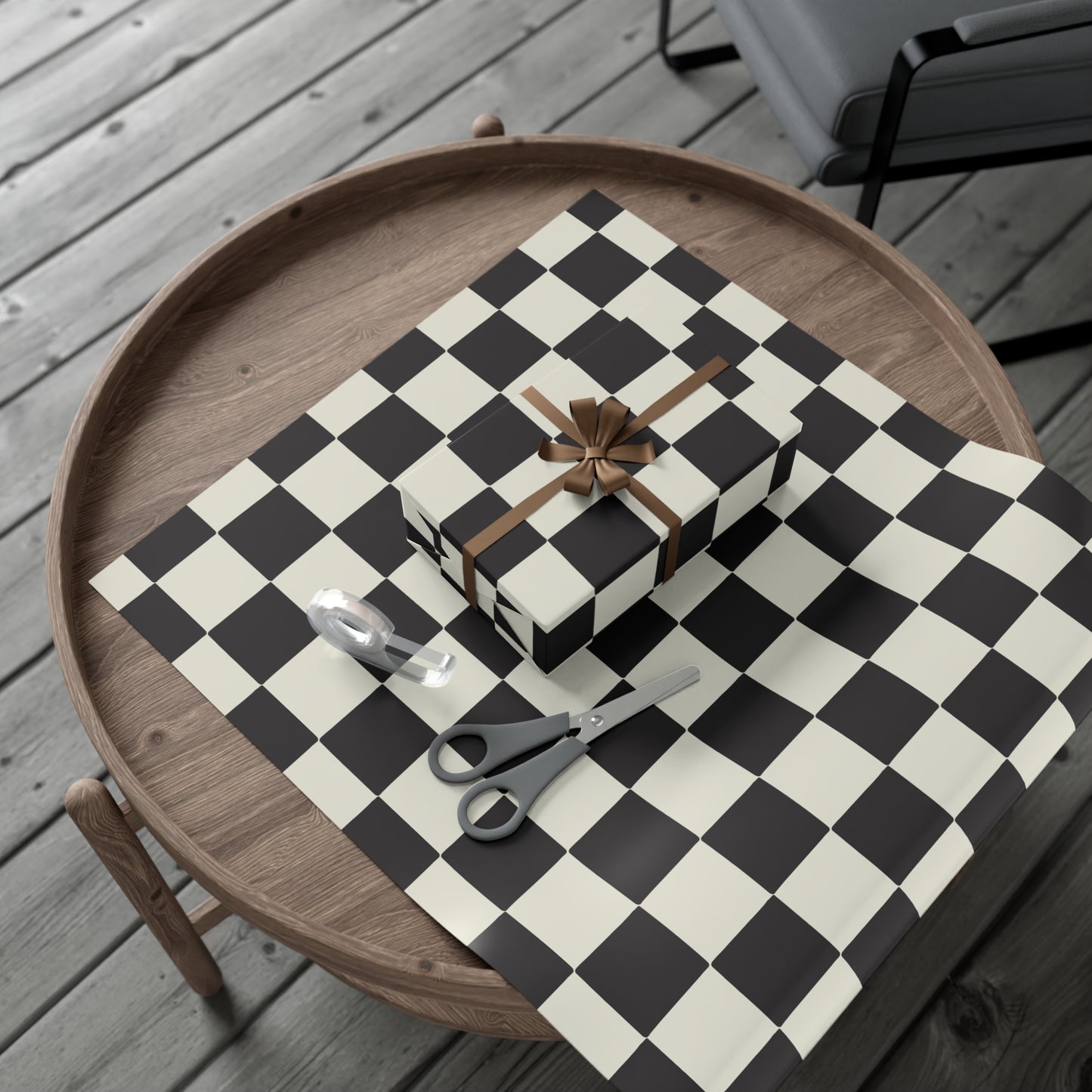 Black and White Checkered Print Gift Wrap