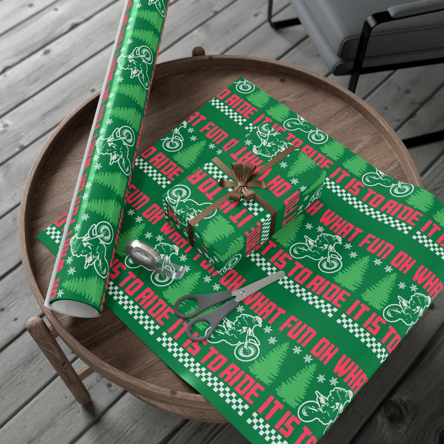 Moto Wrapping Paper, Oh What Fun it is to Ride - Gift Wrap, Christmas Paper, Holiday Wrap, Festive Packaging, Motorcycle Gift