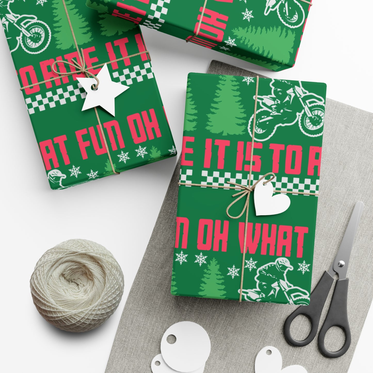 Moto Wrapping Paper, Oh What Fun it is to Ride - Gift Wrap, Christmas Paper, Holiday Wrap, Festive Packaging, Motorcycle Gift