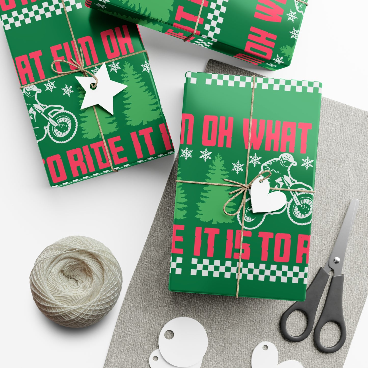 Moto Wrapping Paper, Oh What Fun it is to Ride - Gift Wrap, Christmas Paper, Holiday Wrap, Festive Packaging, Motorcycle Gift