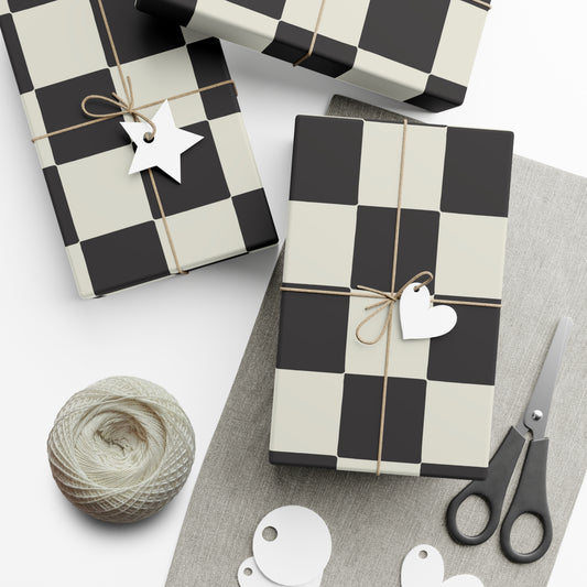 Black and White Checkered Print Gift Wrap