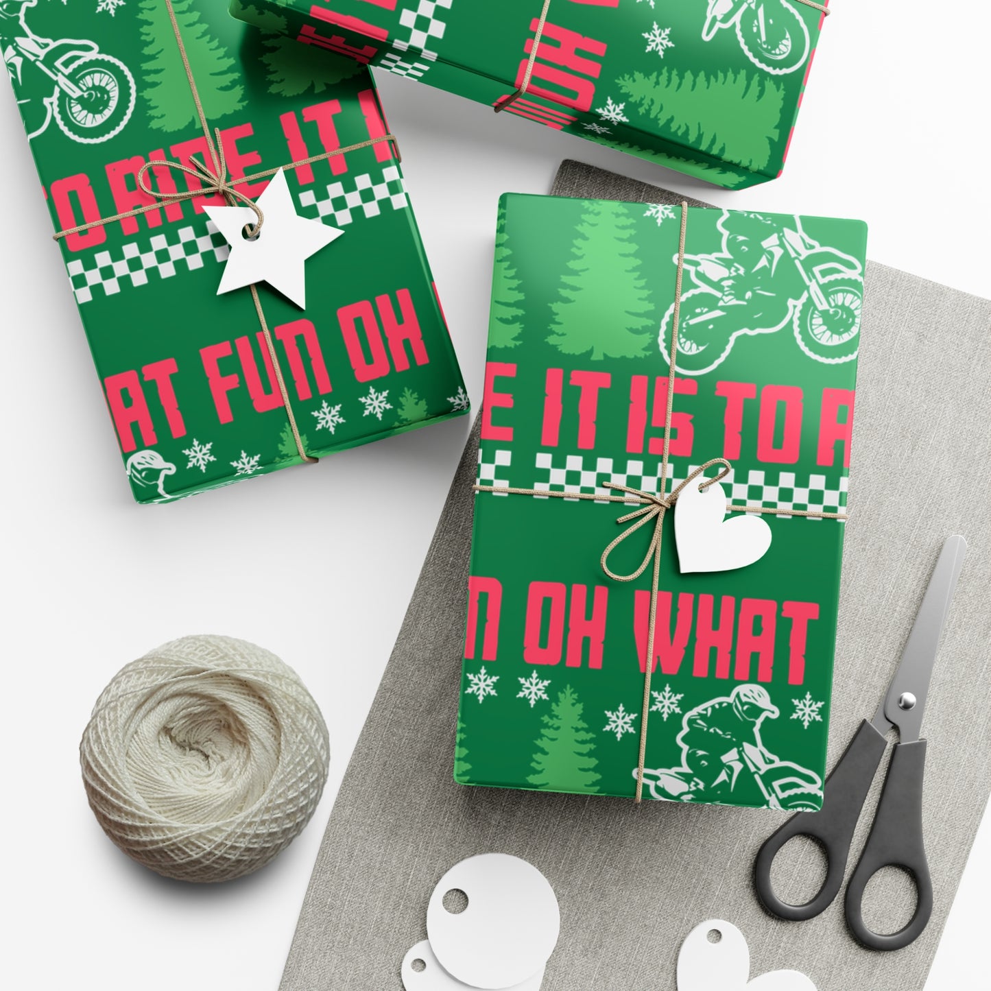 Moto Wrapping Paper, Oh What Fun it is to Ride - Gift Wrap, Christmas Paper, Holiday Wrap, Festive Packaging, Motorcycle Gift