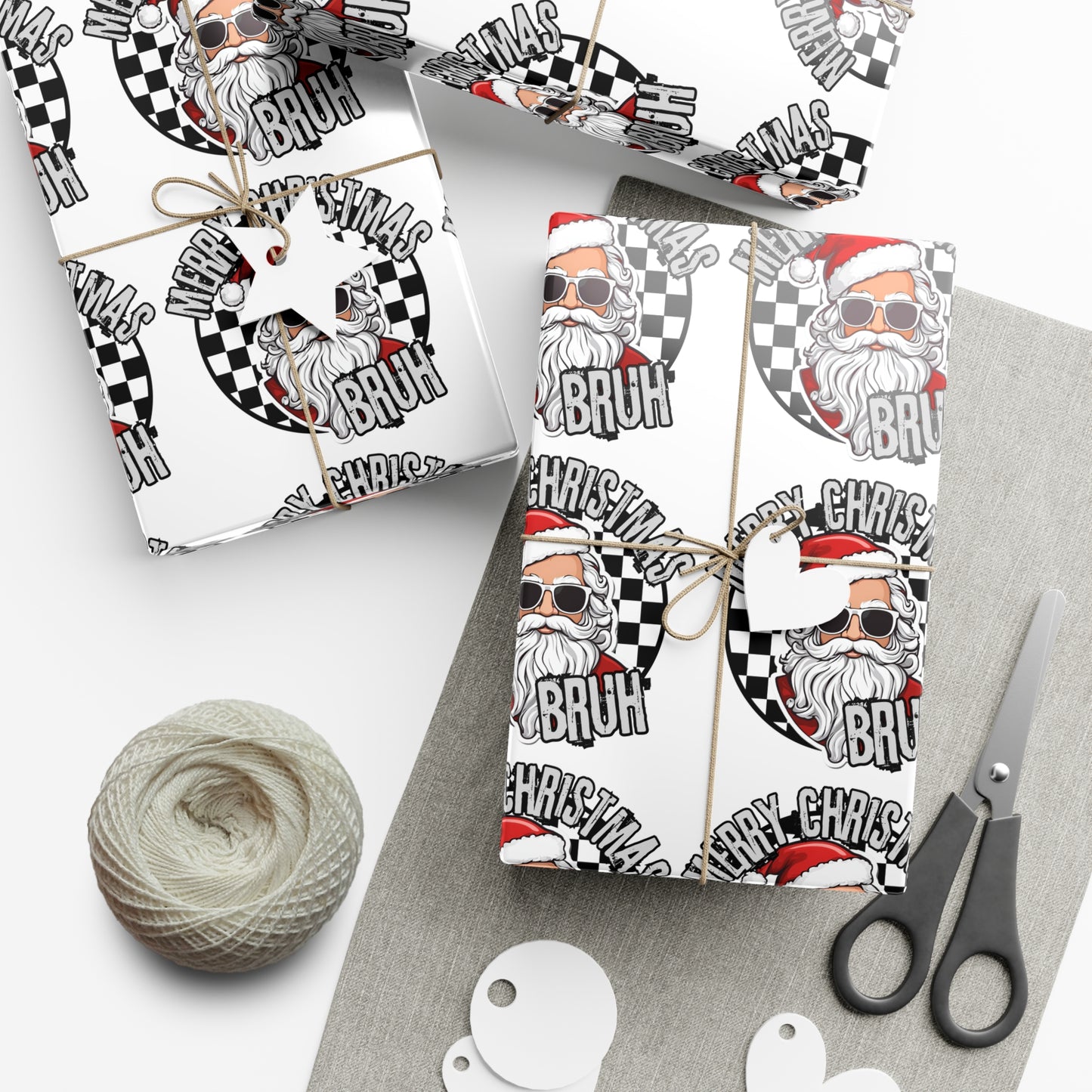 Christmas Gift Wrap Papers - Merry Christmas Bruh Santa, Holiday Wrapping Paper, Xmas Gift Packaging, Festive Gift Wrap,