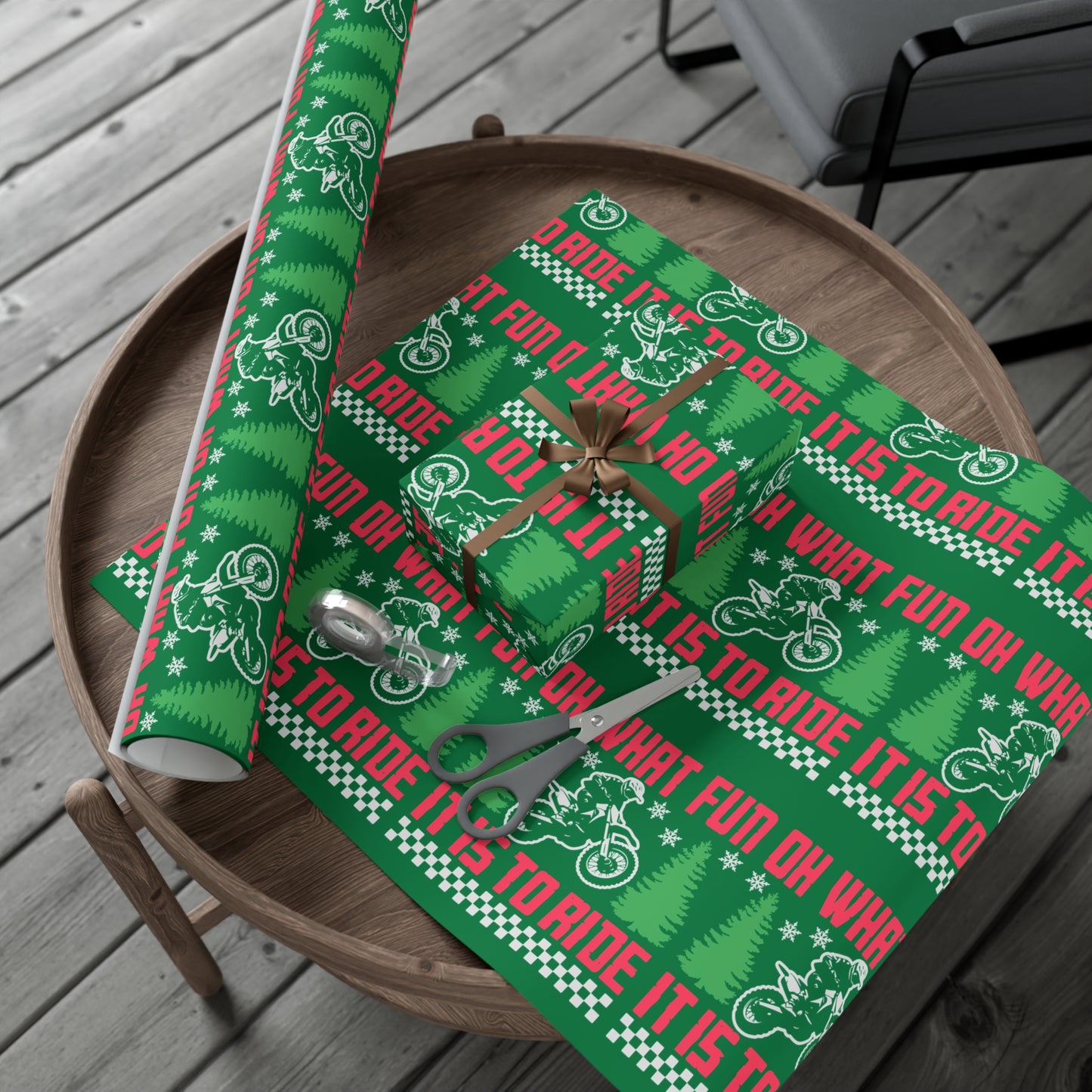 Moto Wrapping Paper, Oh What Fun it is to Ride - Gift Wrap, Christmas Paper, Holiday Wrap, Festive Packaging, Motorcycle Gift