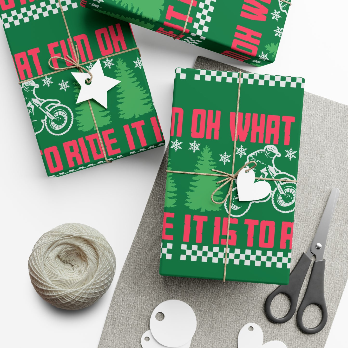 Moto Wrapping Paper, Oh What Fun it is to Ride - Gift Wrap, Christmas Paper, Holiday Wrap, Festive Packaging, Motorcycle Gift