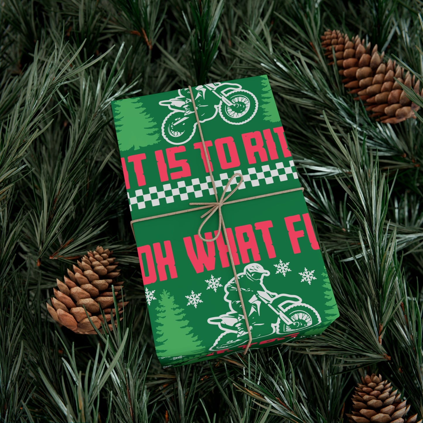 Moto Wrapping Paper, Oh What Fun it is to Ride - Gift Wrap, Christmas Paper, Holiday Wrap, Festive Packaging, Motorcycle Gift