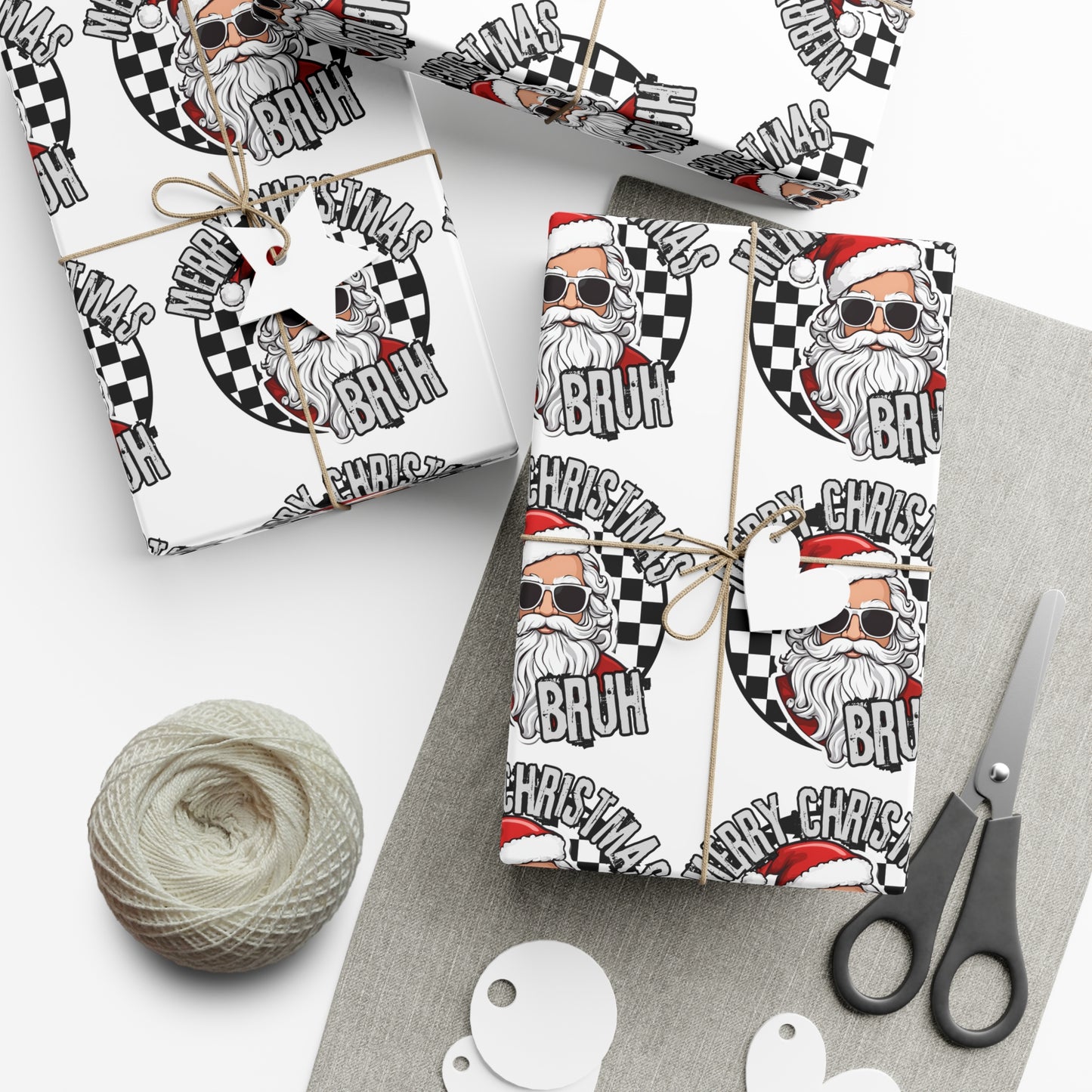 Christmas Gift Wrap Papers - Merry Christmas Bruh Santa, Holiday Wrapping Paper, Xmas Gift Packaging, Festive Gift Wrap,