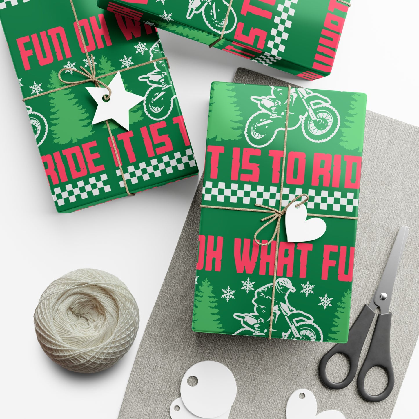 Moto Wrapping Paper, Oh What Fun it is to Ride - Gift Wrap, Christmas Paper, Holiday Wrap, Festive Packaging, Motorcycle Gift