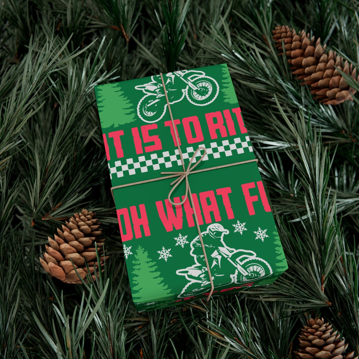 Moto Wrapping Paper, Oh What Fun it is to Ride - Gift Wrap, Christmas Paper, Holiday Wrap, Festive Packaging, Motorcycle Gift