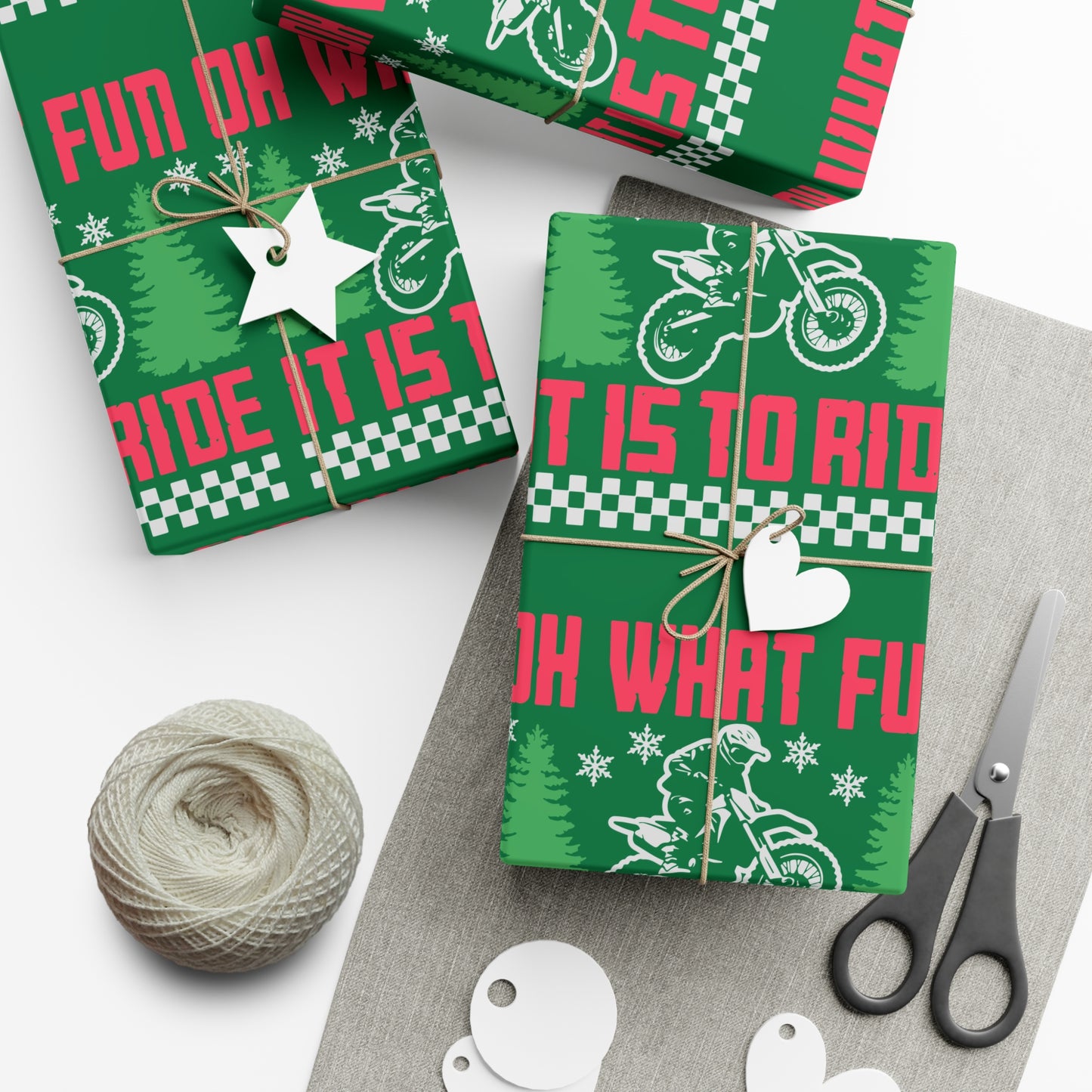 Moto Wrapping Paper, Oh What Fun it is to Ride - Gift Wrap, Christmas Paper, Holiday Wrap, Festive Packaging, Motorcycle Gift